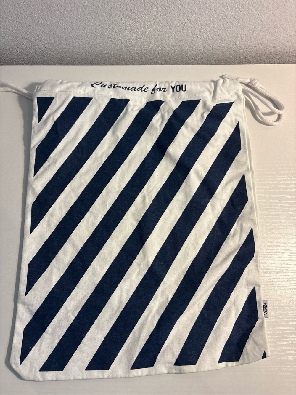 Vans Blue and White Striped Dust Bag 12” x 15”